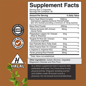 Horny Goat suplemen pria, dengan akar Maca hitam Tongkat Ali Saw Palmetto <span class=keywords><strong>Panax</strong></span> ekstrak Ginseng Horny Goat kapsul gulma - Product Image 2