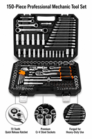 Ensemble d'outils de mécanicien de 150 pièces, jeu de douilles à cliquet de 1/4 ", 3/8 ", 1/2 " avec clé à cliquet à 72 dents, kit d'outils à main en Cr-V pour la réparation automobile