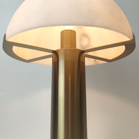 Lampe de table rechargeable en faux albâtre demi-lune, grande, luxe, pour restaurant