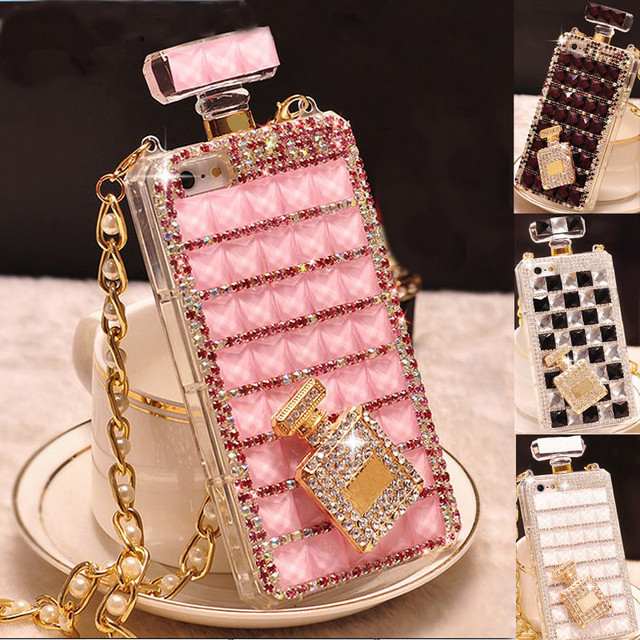 For iPhone 7 8 Plus X  Xs Max 11 12 13 14 15 Mini  Pro Max Luxury Bling Diamond Crystal Perfume Bottle Mobile Phone Bags & Cases