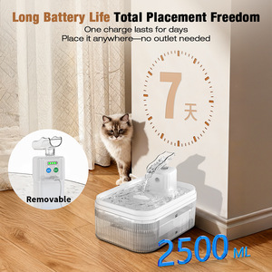 Fuente de agua inalámbrica para gatos y perros, dispensador automático de agua potable para mascotas de gran capacidad, color blanco WF11 - Product Image 3