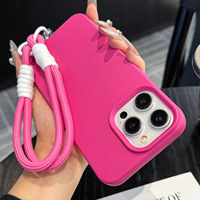 Étui de téléphone vierge avec cordon, étui de téléphone portable coloré avec cordon, bracelet mignon pour iPhone 17 16 15 14 13 12 11 Pro Max