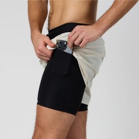 Shorts de sport taille haute pour homme, noir, avec effet froncé aux fesses, pour la course, avec entrejambe de 7, 3 ou 4 pouces