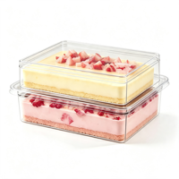 Boîte à dessert rectangulaire multi-tailles en PS de qualité alimentaire, boîte à gâteau en plastique rigide transparente pour emporter, bonbons, confiseries