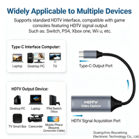 Tarjeta de Captura de Video con Entrada HDTV 4K a Tipo C, Salida 1080P, Grabadora de Video para Transmisión en Vivo de Juegos