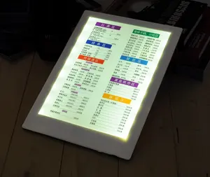 Led ultra-sottile scatola di luce listino prezzi luminoso personalizzato a la carte a la carte latte negozio di tè bar menu display luminoso carta