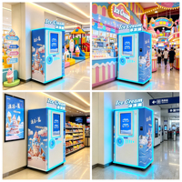 Distributeur automatique de crème glacée personnalisé en Chine, sans personnel, en libre-service, fonctionnement 24h/24 et 7j/7, écran tactile de 32 pouces, SDK activé, basé sur le cloud