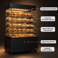 Vitrine chauffante commerciale pour aliments chauds, 6 niveaux, avec ventilateur, double chauffage, thermostat numérique LED, noire