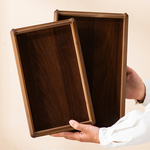 Walnut Colored Bamboo <b>Tray</b> Rectangular With Handle Breakfast Serving Hotel Display <b>Storage</b> <b>Tray</b> - Product Image 3