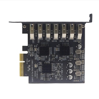 Carte d'extension 10Gbps 7 ports USB3.2 Gen 2 PCI-E 3.0x4 avec puce Asmedia ASM3142 Adaptateur de concentrateur PCI Express 7 ports