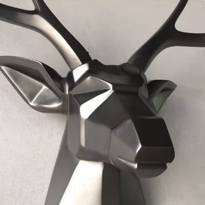 Sculpture murale en fibre de verre tête de <span class=keywords><strong>cerf</strong></span> gris argenté style industriel rétro pour bars, clubs, salons et décorations d'ambiance - Product Image 4