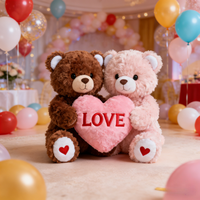 Ensemble de cadeaux de peluches en coton rembourré en coton PP pour la Saint-Valentin, ours en peluche couple avec cœur d'amour