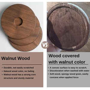 Posavasos redondo de madera maciza de nogal con soporte, tapete aislante del calor para bebidas y tazas de té - Product Image 2