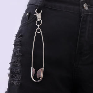Stainless Steel <b>Safety</b> Pin <b>Keychain</b> Hook Shape Unisex Fashion Body Chain Daily Wear Accessory - Product Image 5