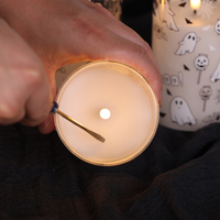 Ensemble de 3 bougies LED à flamme réelle en cire de paraffine personnalisable Matti's 3D, décoration d'intérieur, Halloween, fonctionnement à piles, bougie LED en verre