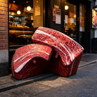 Patung Daging Sapi Motif Marmer Realistis, Patung Makanan Fiberglass Kustom Untuk Dekorasi Iklan Luar Ruangan Restoran Barbekyu
