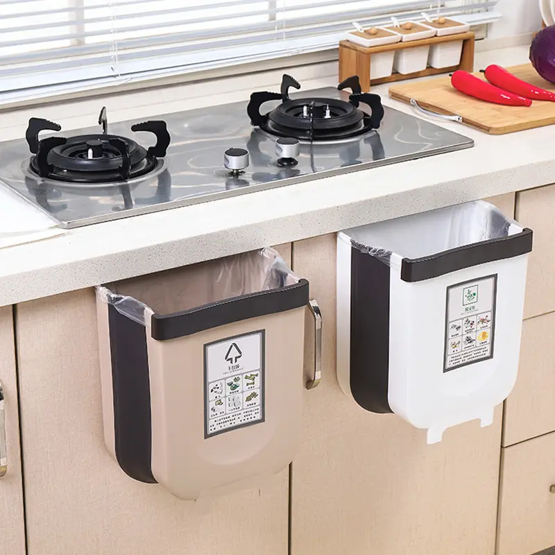 ถังขยะแบบพกพา,ตู้ครัวแบบพับได้มีประตูแขวนถังขยะกล่องเก็บขยะในห้องน้ำติดผนังได้