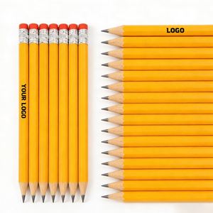 Crayon en bois HB personnalisé avec logo pour le bureau et l'école, avec gomme intégrée, vente en gros - Product Image 1