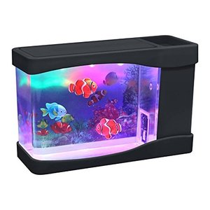 도매 수족관 액세서리 미니 수족관 USB/배터리 구동 인공 어항 3마리의 움직이는 물고기 모형 포함 - Product Image 5