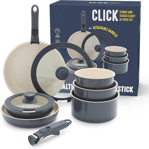 High Quality Cooking Pots Glass Lids Detachable Handles Dishwasher Oven Safe for Gas <b>Induction</b> Stoves Ceramic <b>Cookware</b> <b>Set</b> - Product Image 1