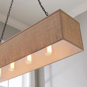 Lámpara de araña rectangular de estilo chino, base de bombilla E27, fuente de luz incandescente para sala de té, restaurante, barra, iluminación - Product Image 1
