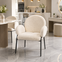 Fauteuil d'appoint en polaire Sherpa crème, fauteuil moelleux avec structure métallique, canapé individuel moderne et minimaliste pour salon - Vente Flash
