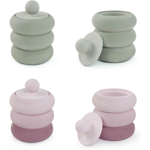 Logo privato unico fatto a mano forma irregolare 10oz barattolo <span class=keywords><strong>di</strong></span> candela in ceramica con coperchio - Product Image 1