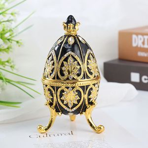 Huevo de <span class=keywords><strong>Faberg</strong></span>é Decorativo al por Mayor, Estilo Huevo de Pascua, Pintado a Mano, Esmaltado, con Bisagras, Regalo Único para la Familia, Almacenamiento de Metal - Product Image 4