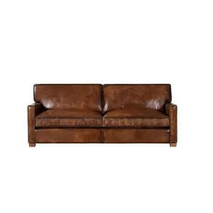 High quality upholstery classic living room brown PU leather sofa
