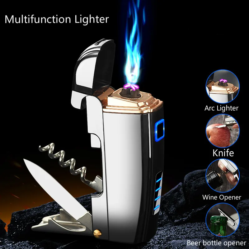 2020 متعددة الوظائف البلازما مصباح USB قابلة للشحن ولاعة مع سكين مستلزماتها لل رجل