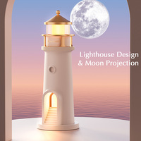 Veilleuse LED Phare Lumière de Lune, Rechargeable sur Batterie, en ABS, avec Télécommande, pour Chambre à Coucher, Chevet et Bureau
