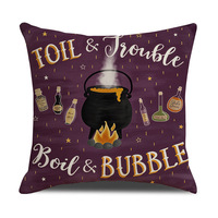 Housse de coussin décorative YINUAN personnalisée pour Halloween, avec fermeture éclair, motifs citrouille effrayante, chat noir, sorcière et chaudron