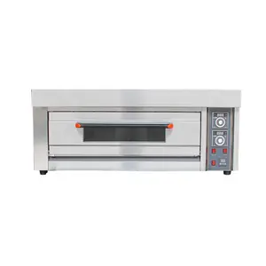 Aço inoxidável Comercial Pão Convés Baking Bolo Torradeira Forno de Padaria Forno Para Pizza Elétrico Single Deck 2 Bandejas Construído Em Forno