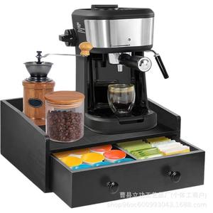 Caja de almacenamiento para cápsulas de café con cajón deslizante para granos de café, bolsitas de té, organizador de escritorio, estilo madera maciza negra - Product Image 1