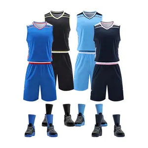 Pabrik manufaktur polos biru pakaian basket desain kustom sublimasi seragam basket