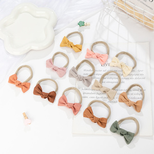 High Quality Nylon <strong>Headband</strong> <strong>Baby</strong> Girls Solid Color Linen Knot Tiny <strong>Baby</strong> Girl <strong>Headbands</strong> and Bows - Product Image 2