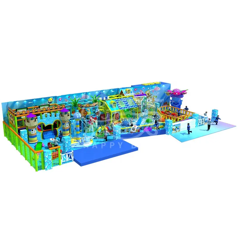 Custom Ocean Theme Parques de Atracciones Interior Niños Aventura Escalada Toboganes Soft Play Set Interior Playground