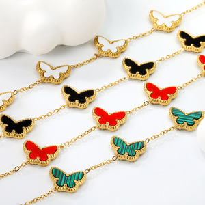 <b>Butterfly</b> Element Stainless Steel Bracelet For Women Fashionable Elegant Simple Design <b>Light</b> Luxury Style Jewelry Accessory - Product Image 3