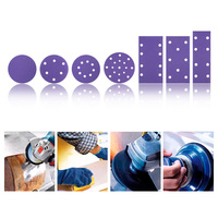 Disques abrasifs en céramique violette OEM, dureté moyenne, pour tampons de polissage automobile, disques de ponçage en maille auto-agrippante de 150 mm