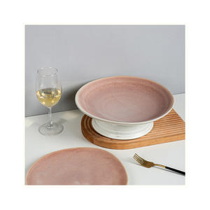 Juego de Platos y Tazones de Cerámica Ecológicos de Lujo Ligero, Serie Rojo <span class=keywords><strong>Granate</strong></span> Retro, para Comida Occidental y Frutas - Product Image 4