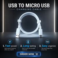 Câble de données USB-A vers Micro-B en silicone pour une charge rapide, compatible avec ordinateur et appareil photo
