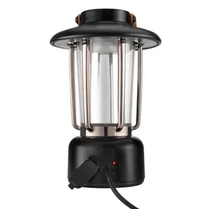 Led Usb Rechargeable Retro Camping Light Metal Hanging Lantern With Switch Button For Indoor Or Outdoor