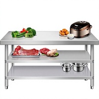 Table de préparation multifonctionnelle à double couche en acier inoxydable 304 épaissi pour la cuisine des restaurants
