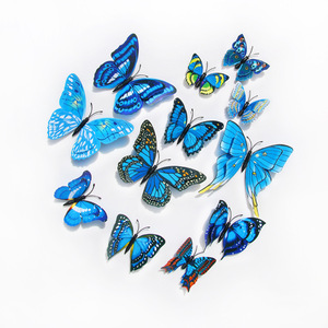 Autocollants muraux 3D papillon Art Déco CHOOWIN, réutilisables, imperméables, décoration de <span class=keywords><strong>chambre</strong></span> à coucher pour mariage et fête (rose + bleu) - Product Image 5