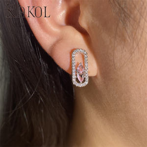 Rakol EP5760 Boutique Designer Pin-shaped Stud Gold-plated 3A Zirconia Hollow Earrings Female Jewelry - Product Image 3