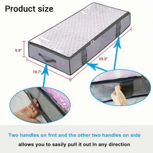 Organisateur de couette pliable grande capacité en tissu non tissé avec poignées, sac de rangement pour vêtements sous le lit en plastique - Product Image 4