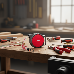 Cinta métrica retráctil Usag de 10 m, roja, con gancho para medir - Product Image 3