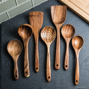Cuillères de cuisine en bois, finition laquée, fabriquées à la main, pour aliments en vrac, à des prix très compétitifs - Product Image 3