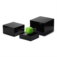 Quadratische Acryl Food Riser Stand Regal Acryl Würfel Box Schwarz Acryl Buffet Food Trays