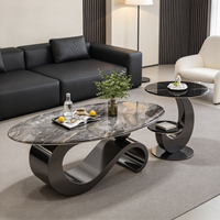 Table Basse Ovale en Marbre Luxe Léger, Design Moderne et Simple, pour Salon, Entrée, Petit Appartement, Table d'Appoint Élégante, Durable et Écologique